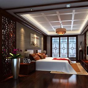 中式卧室模型,漂亮