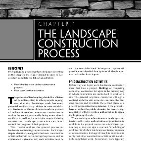 CHAPTER1 THE LANDSCAPE CONSTRUCTION PROCESS